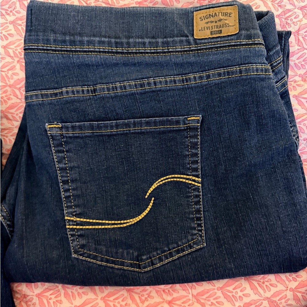 Signature by Levi Strauss Women's Skinny Jeans Dark Blue 22W Long